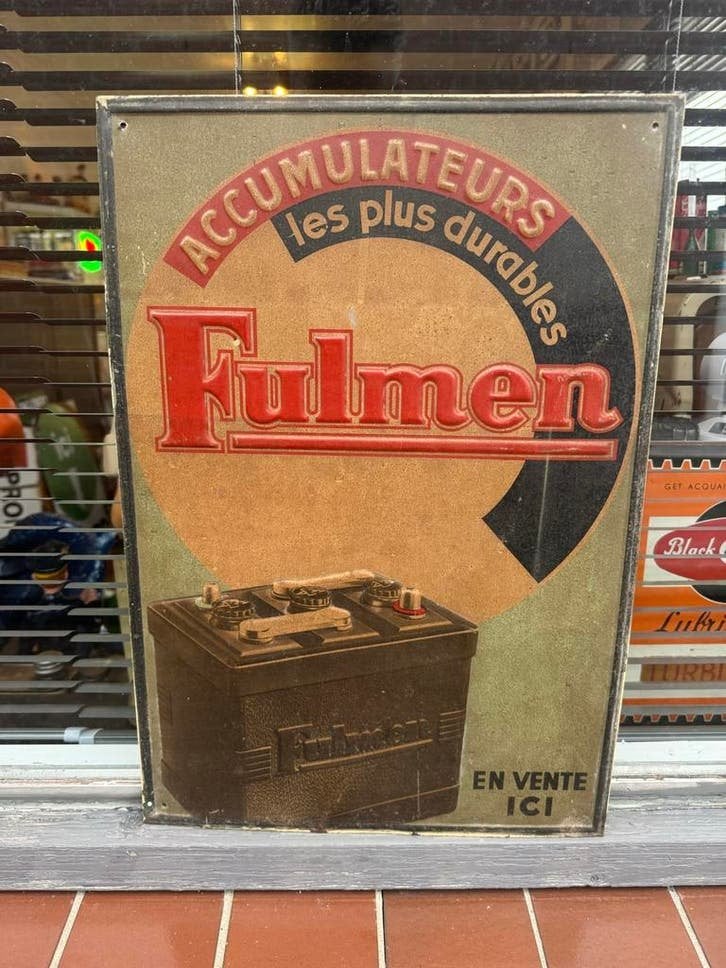 Fulmen Accus oud garage reclamebord, Verzamelen