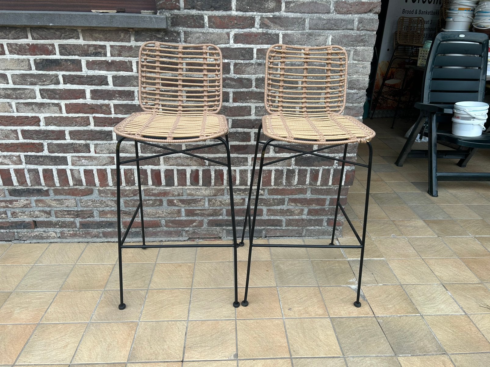 Flexfurn palm Barstoelen voor op een buitenterras, Ophalen, Nieuw