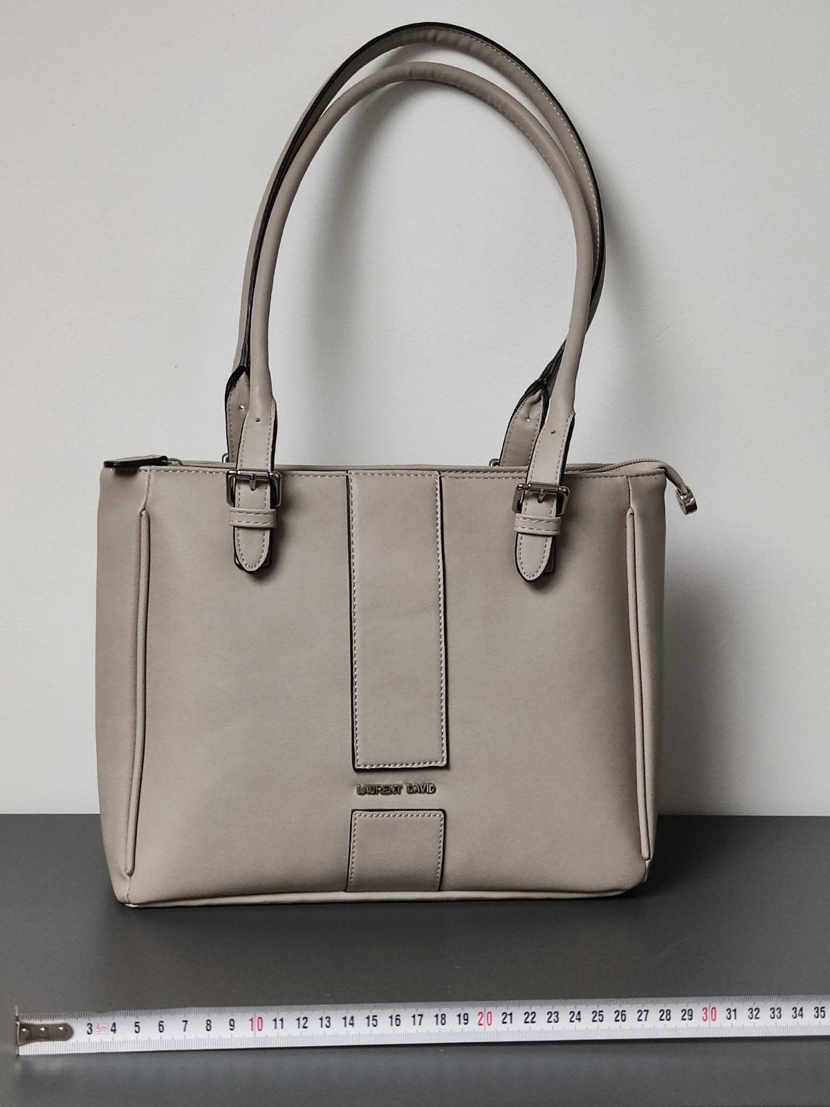 Sac à main/sac à bandoulière gris clair - Marque Laurent Dav, Enlèvement ou Envoi, Neuf, Gris, Sac à main