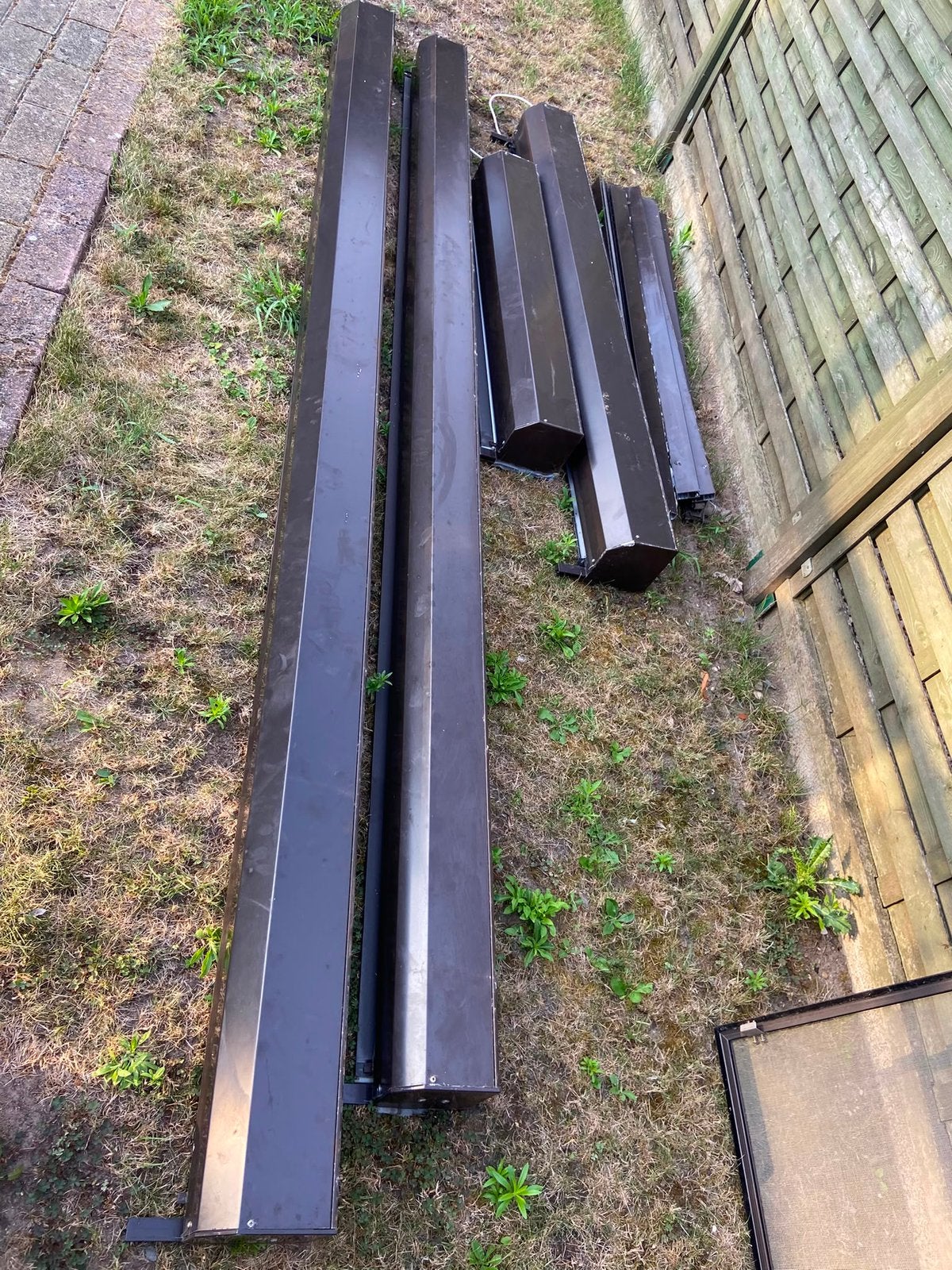 Voorzetrolluik  electrisch, Doe-het-zelf en Bouw, Rolluiken, Ophalen, Gebruikt, Bruin, 100 tot 150 cm