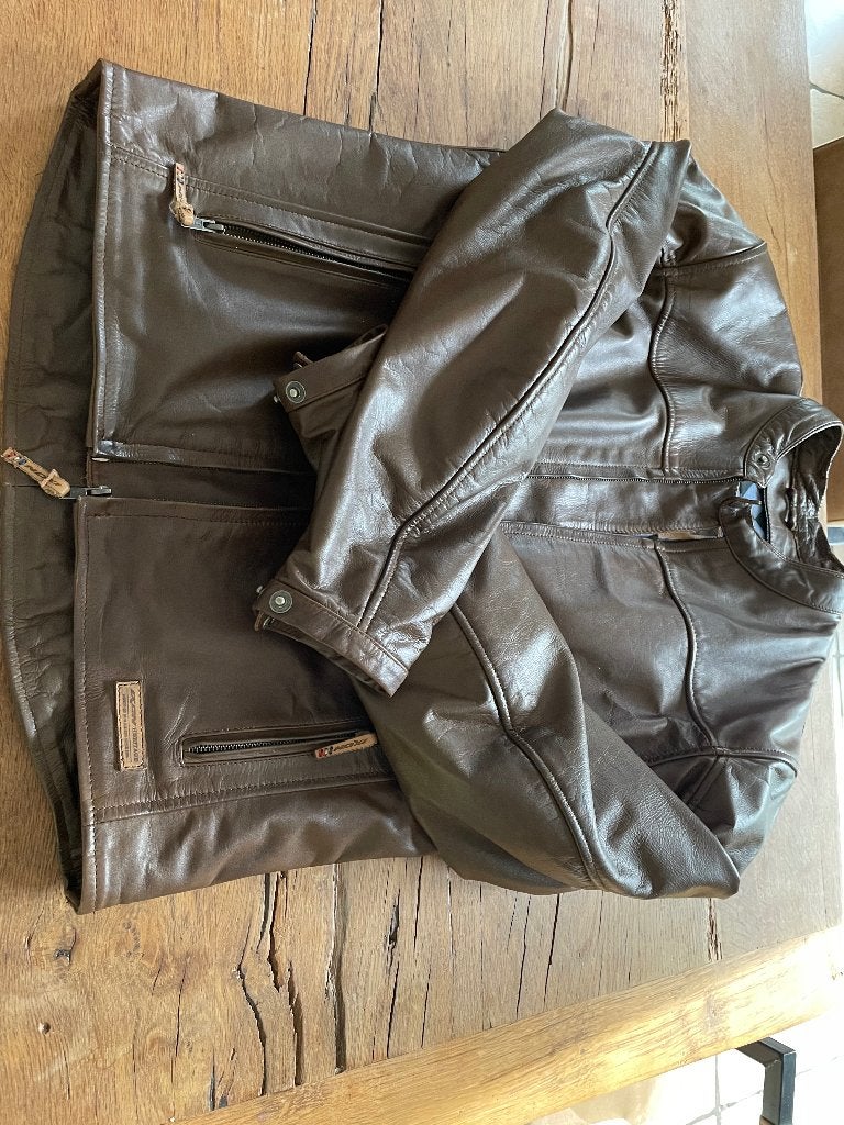 Veste moto cuir brun, Motos, Enlèvement, Hommes