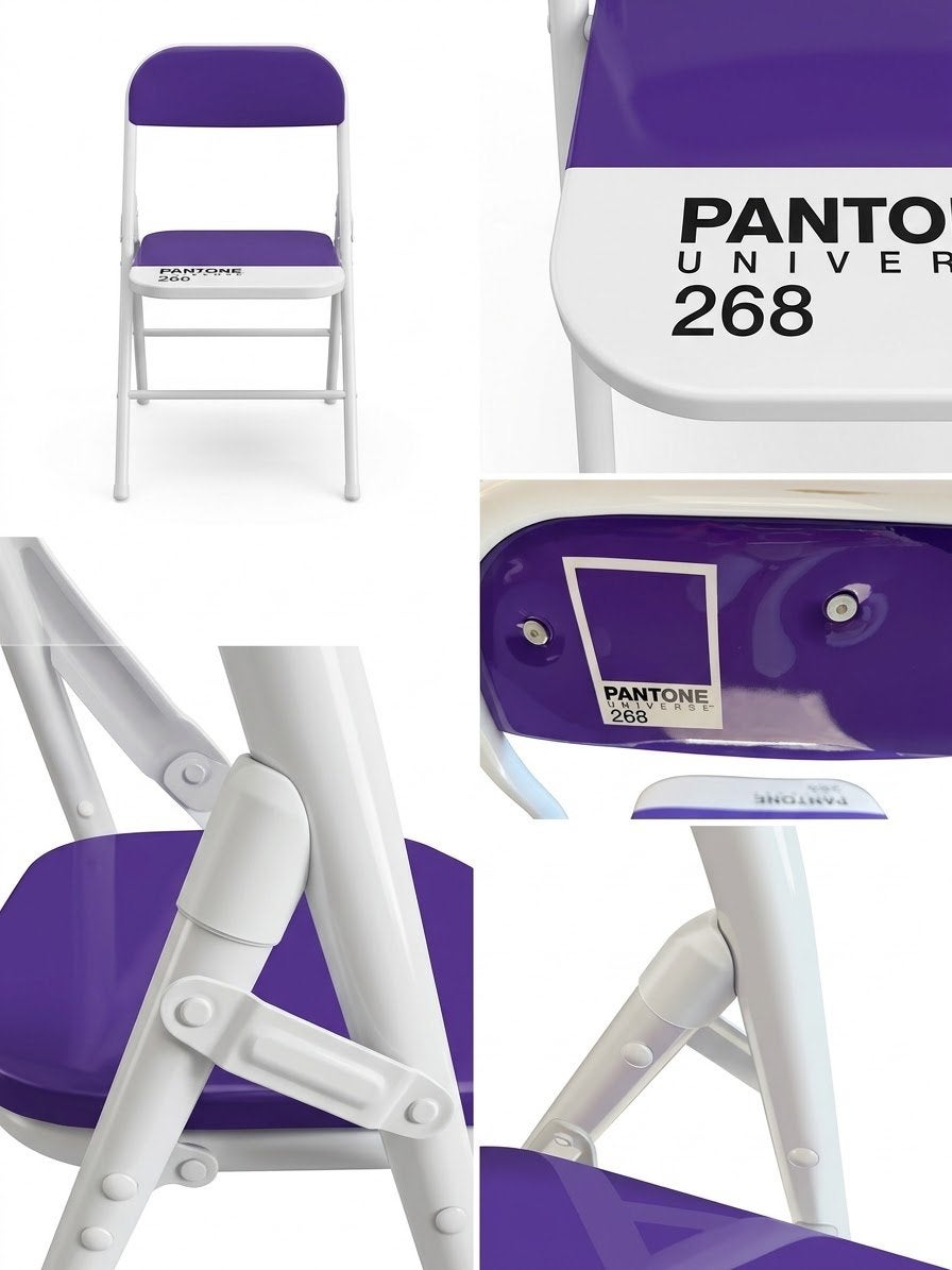 Chaise pliante Seletti Pantone Universe 268, design vintage, Maison & Meubles, Comme neuf, Enlèvement, Métal, Blanc