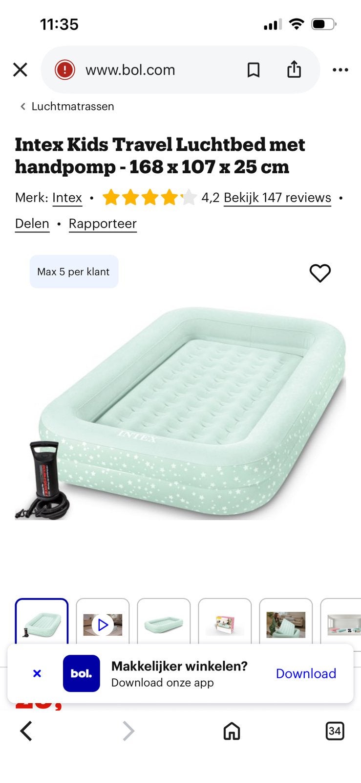 Matelas léger pour enfants, intex, Caravanes & Camping, Matelas pneumatiques, Enlèvement ou Envoi, Comme neuf