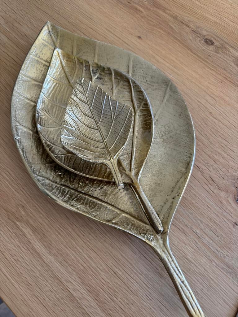 3 plats dorés en forme de feuille, Antiquités & Art, Enlèvement