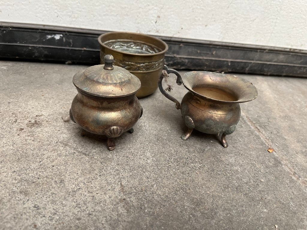 Vintage potjes -- silver plated, Antiek en Kunst, Curiosa en Brocante, Ophalen of Verzenden