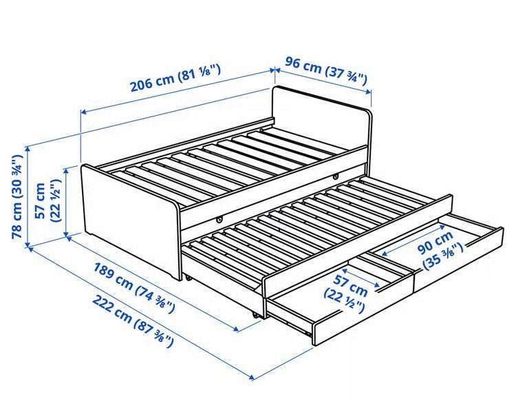 Bed IKEA SLÄKT, Ophalen, Zo goed als nieuw, Eenpersoons, Wit