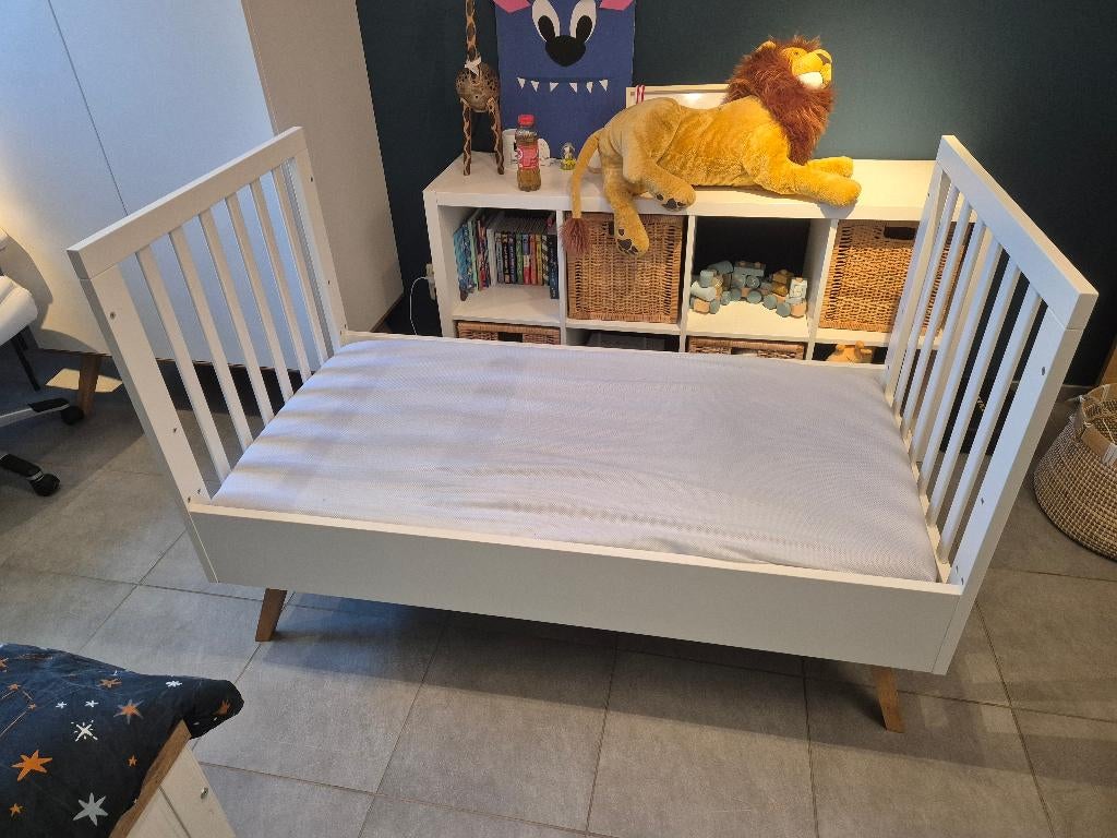 Vox - Lit évolutif 0-6 ans blanc (140 x 70 cm) + Matelas, Matelas, 70 à 85 cm, Comme neuf, Enlèvement
