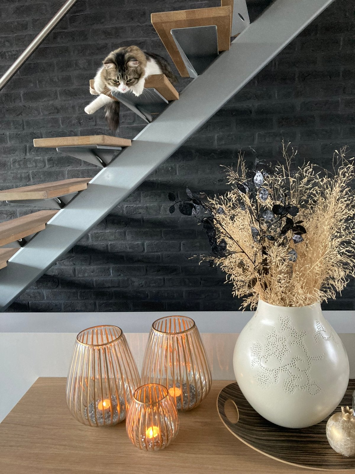 Set van 3 glazen windlichten Riverdale, Huis en Inrichting, Woonaccessoires | Kandelaars en Kaarsen, Ophalen, Riverdale