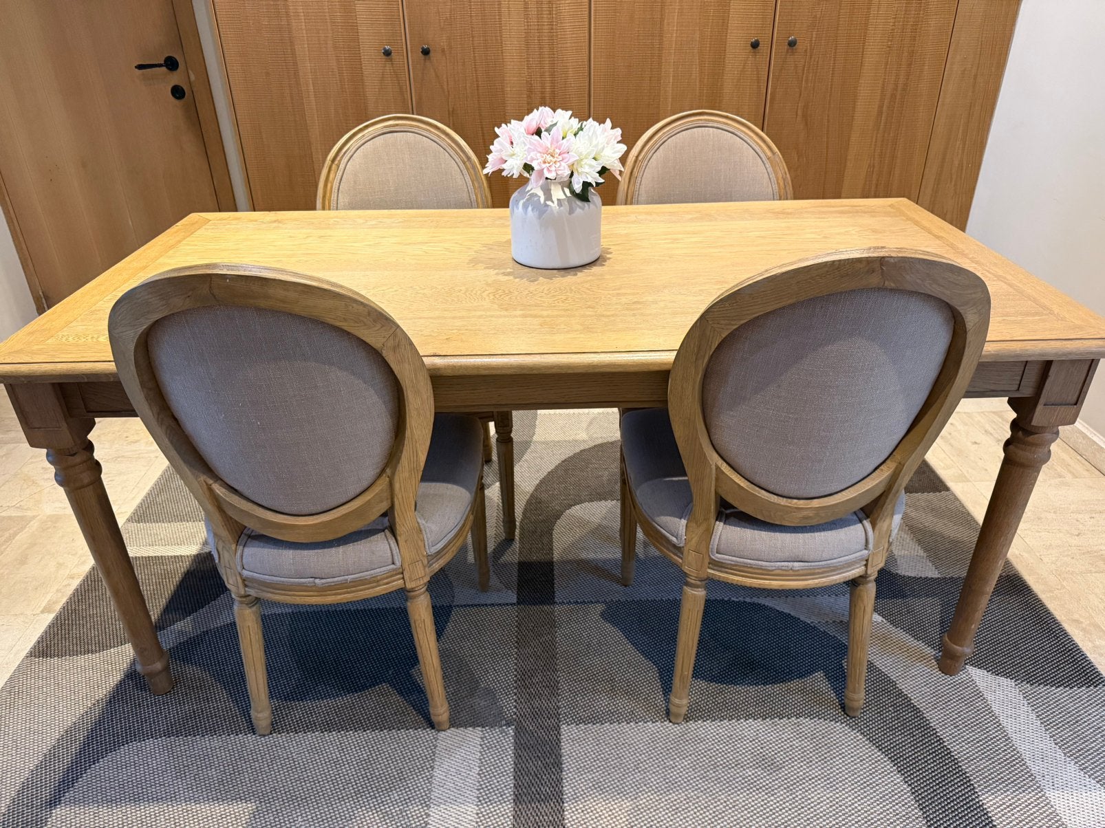 Landelijke eiken tafel met 4 stoelen, Enlèvement, Comme neuf