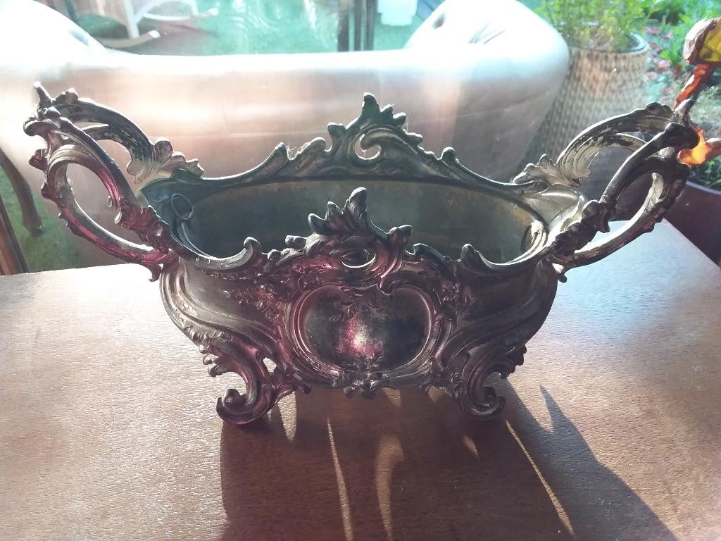Antieke verzilverde jardinière, 19e eeuws, Antiquités & Art, Enlèvement ou Envoi