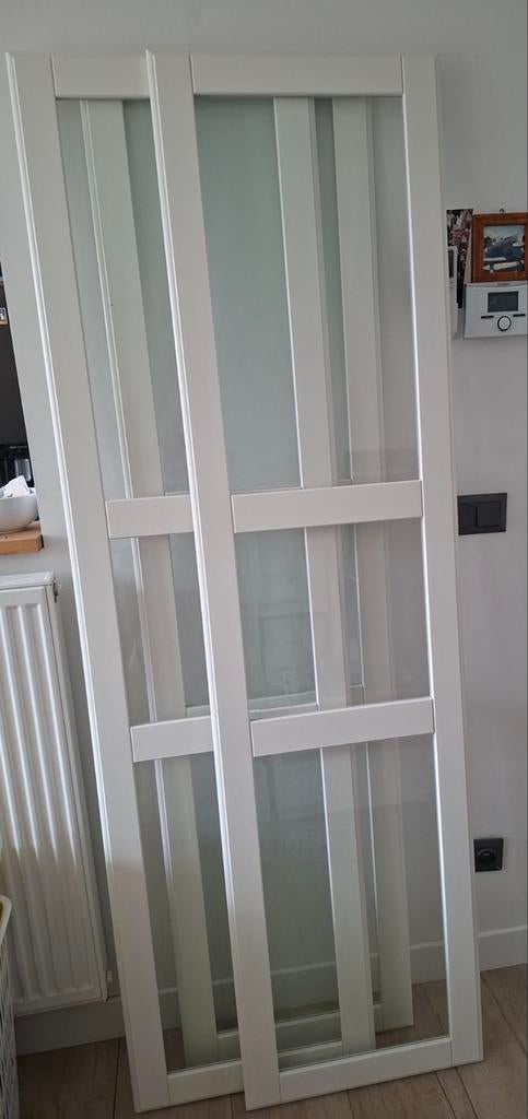 Tyssedal kastdeuren wit/glas 195cm, geschikt voor PAXsysteem, Huis en Inrichting, Kasten | Kleerkasten, Ophalen, Gebruikt, 50 tot 100 cm