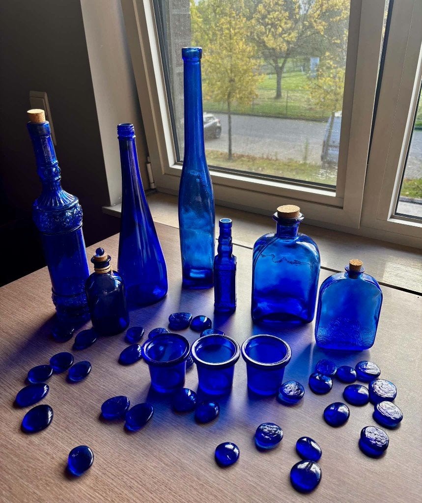 verzameling decoratief blauw glas, Ophalen of Verzenden, Zo goed als nieuw, Glas