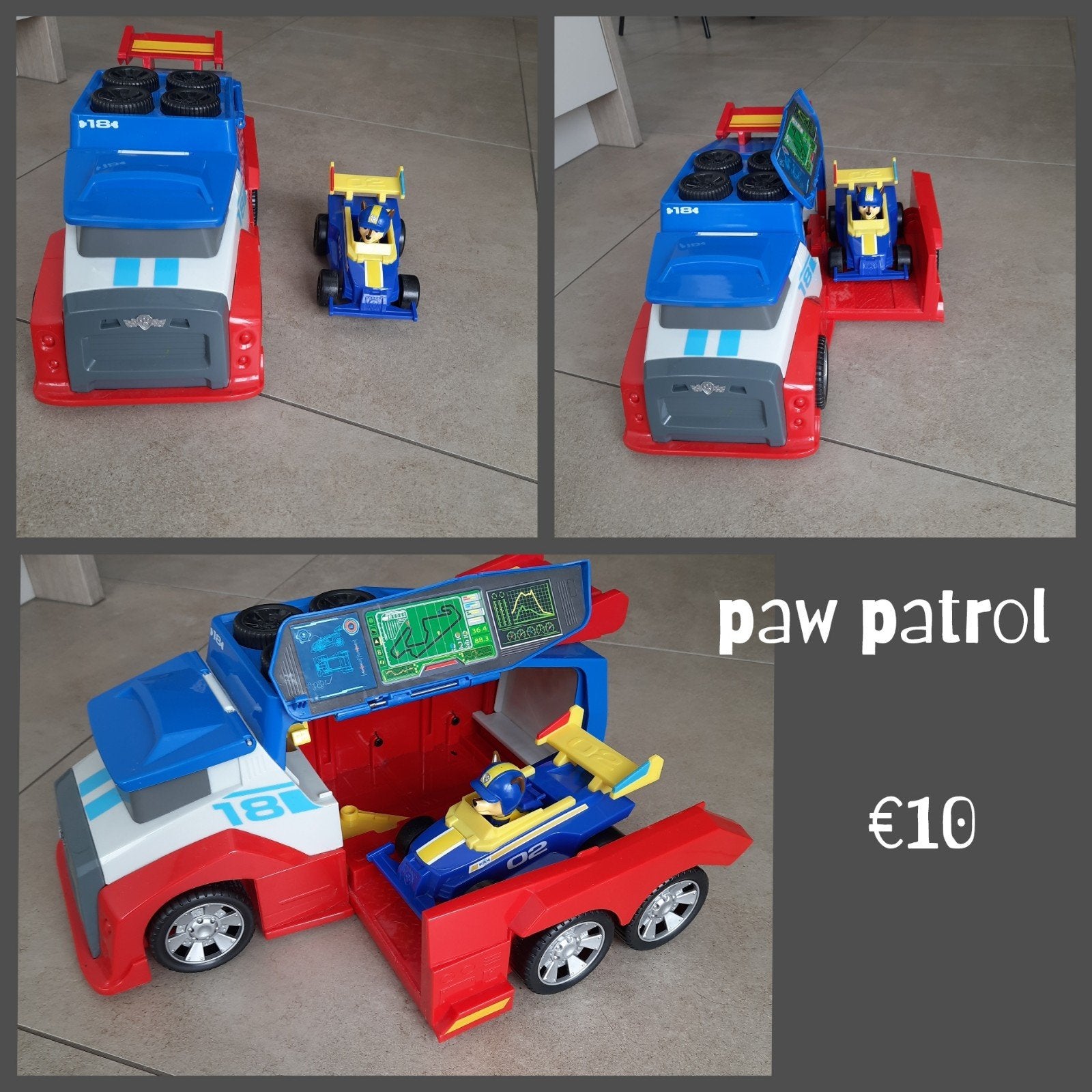 paw patrol vrachtwagen met raceauto, Verzenden