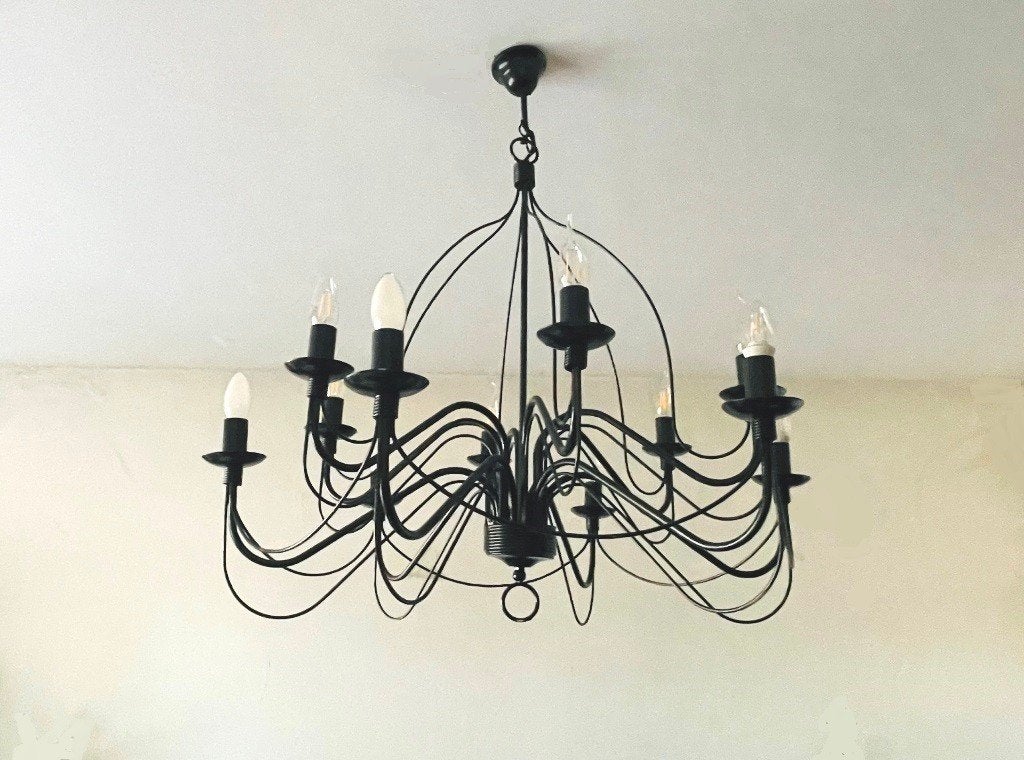 Lustre contemporain style Countryside, Enlèvement ou Envoi, Utilisé, Métal, E14 (petit)