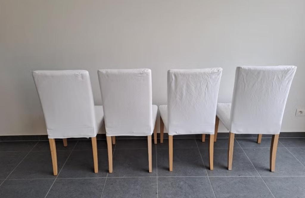 4 stoelen + 1 fauteuil van IKEA, Huis en Inrichting, Ophalen, Gebruikt, Wit, Vijf, Zes of meer stoelen