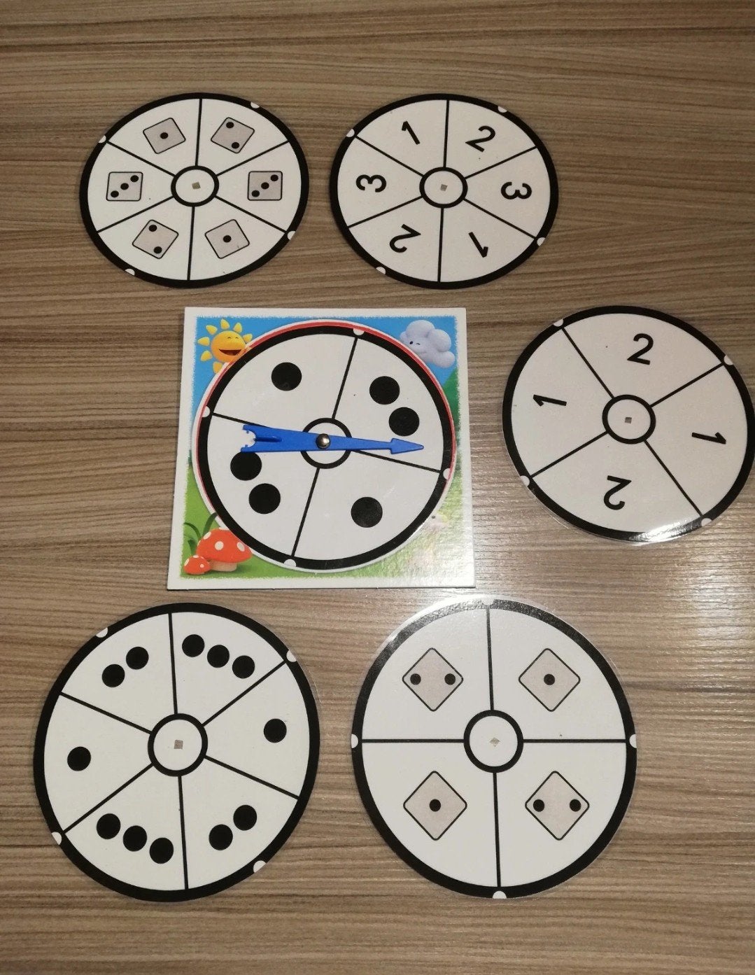 6 gelamineerde telkaarten met spinner tot 3, Enfants & Bébés, Jouets | Éducatifs & Créatifs, Enlèvement ou Envoi