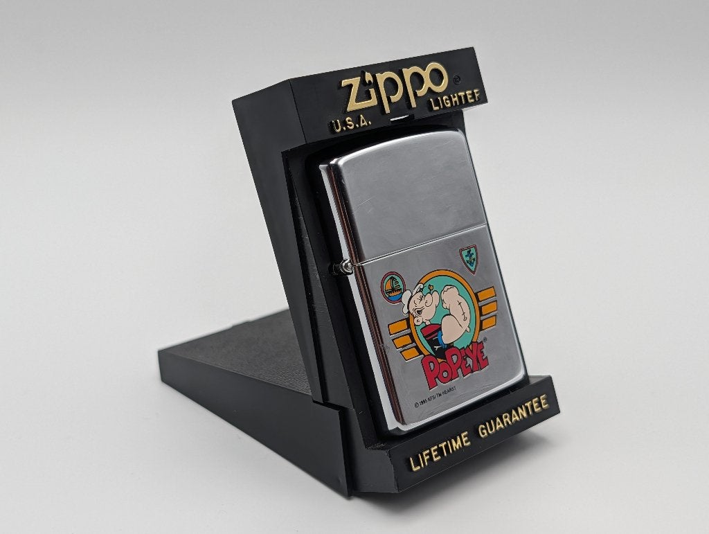 Zippo Popeye à haute teneur en chrome poli (1995), Collections, Articles de fumeurs, Briquets & Boîtes d'allumettes, Enlèvement ou Envoi