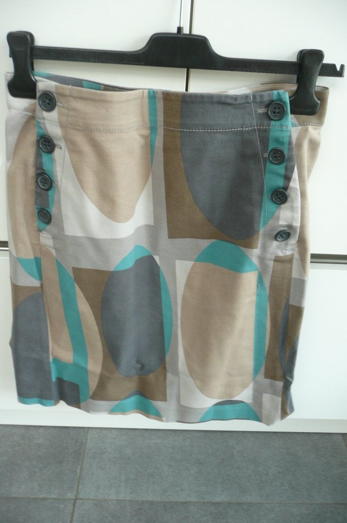 Bruin blauw geometrische rok Mexx (K750), Taille 38/40 (M), Mexx, Enlèvement ou Envoi, Comme neuf