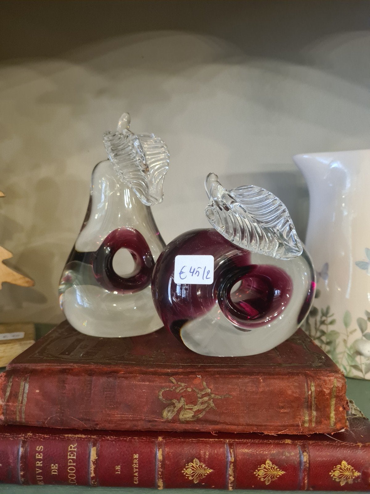 vintage glazen appel en peer, Antiek en Kunst, Ophalen of Verzenden