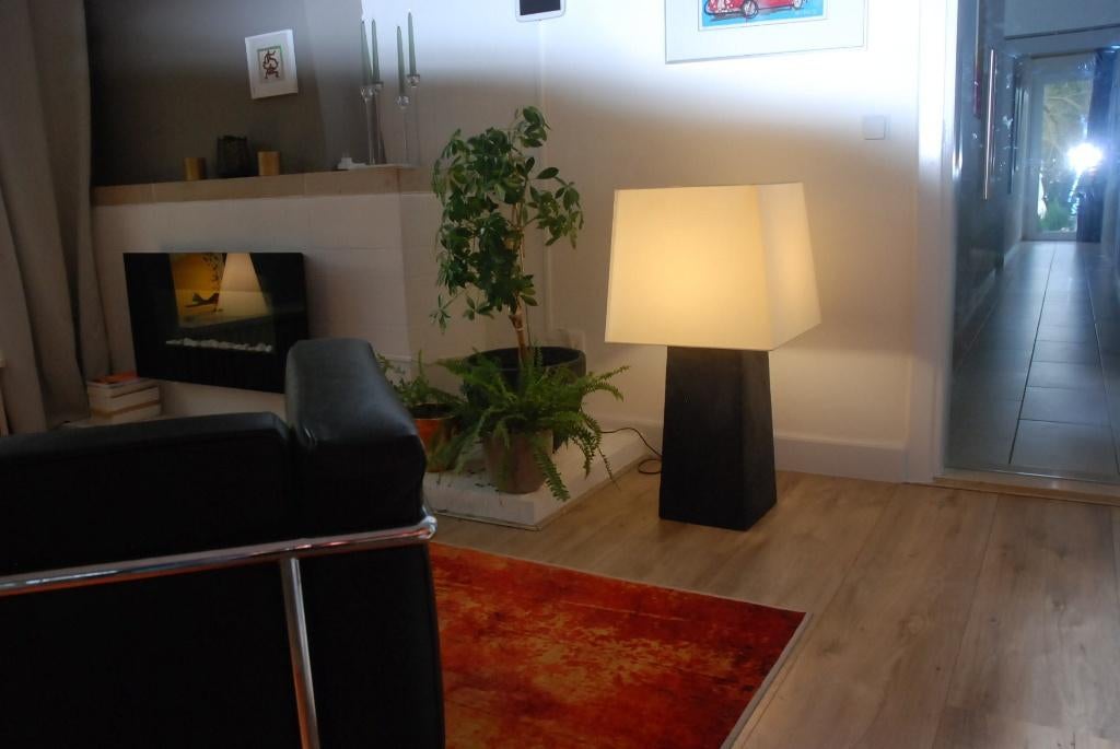 tafel/vloerlamp vintage design '70  van 'de Lampenier', Huis en Inrichting, Lampen | Vloerlampen, Ophalen, Gebruikt, Stof, Minder dan 100 cm