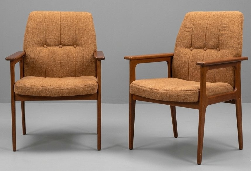 Set van 2 vintage OD Møbler Teak Fauteuils, Ophalen, Hout, Mid century, Geen