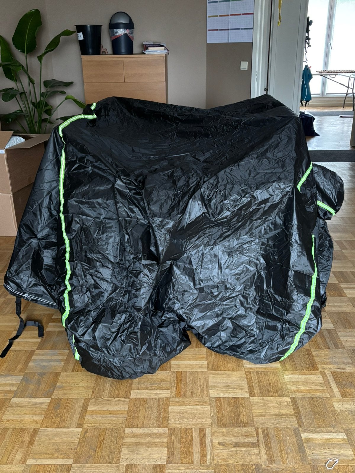 Zwarte autohoes met groene reflecterende strips 6x3,70m, Auto diversen, Ophalen of Verzenden, Nieuw