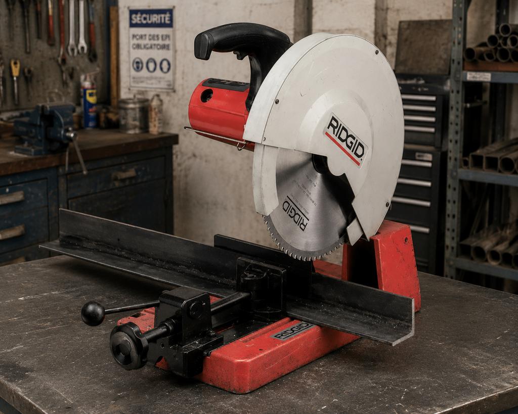 🪚 Scie à métaux RIDGID professionnelle, Bricolage & Construction, Enlèvement ou Envoi, 1200 watts ou plus, 70 mm ou plus, Utilisé