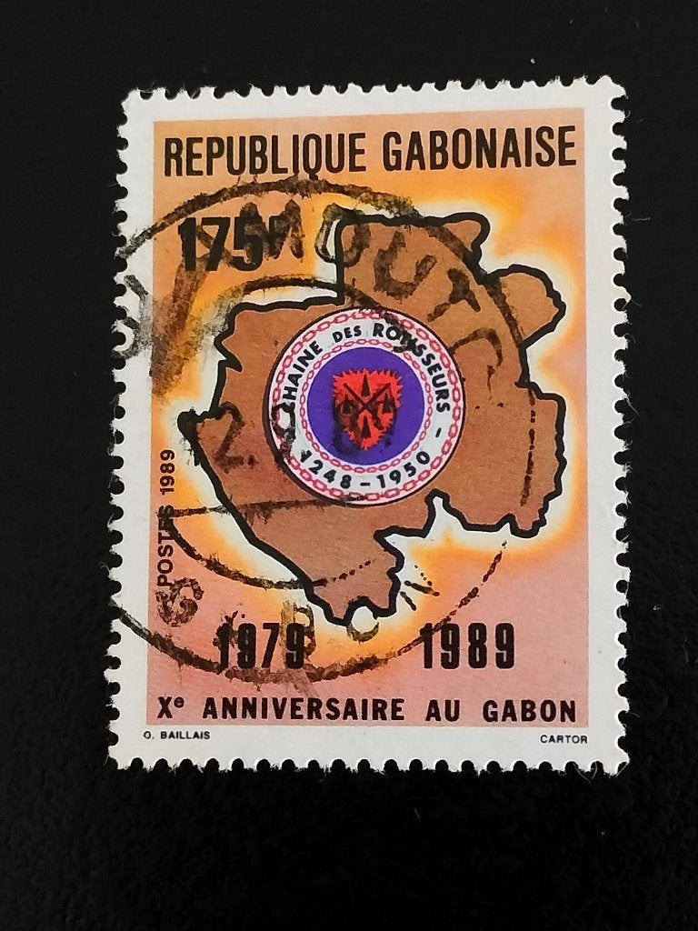 Gabon 1989 - landkaart, gastronomie, Verzenden, Overige landen, Gestempeld