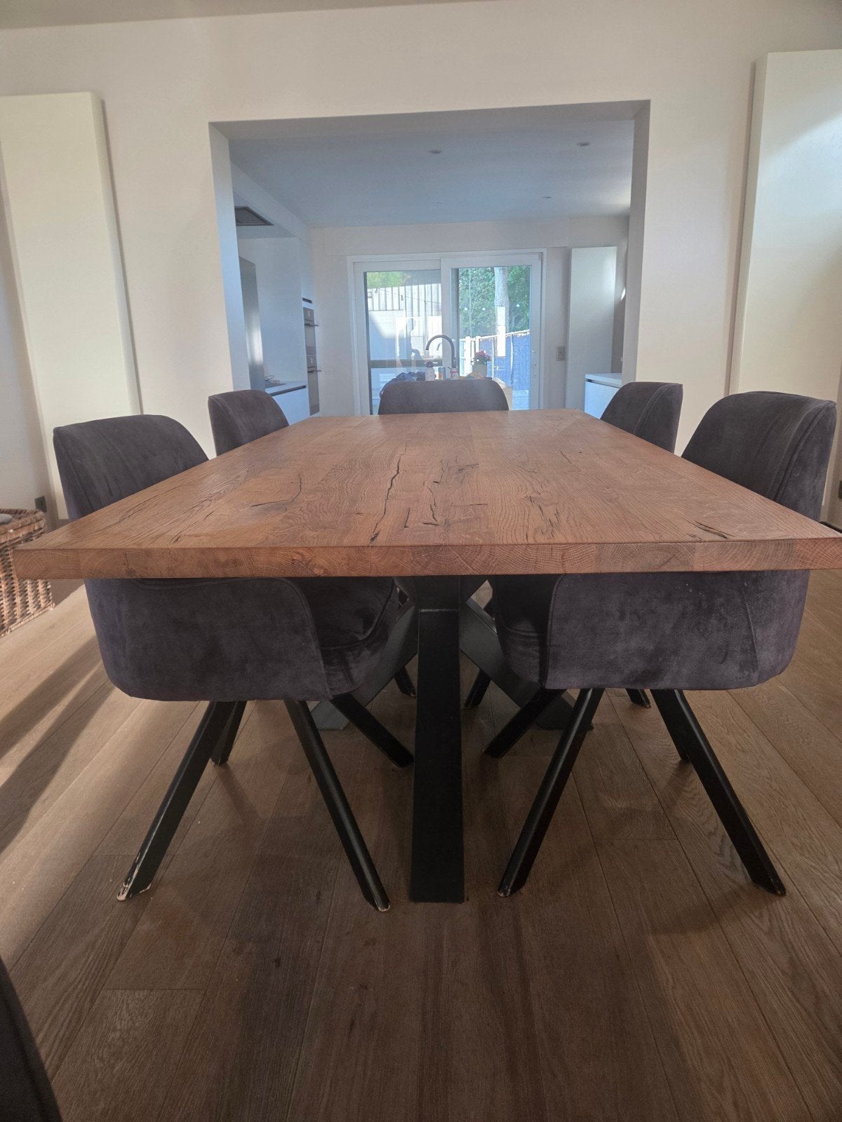tafel met 6 eetstoelen, Ophalen, Gebruikt, Landelijk, 4 tot 6 stoelen