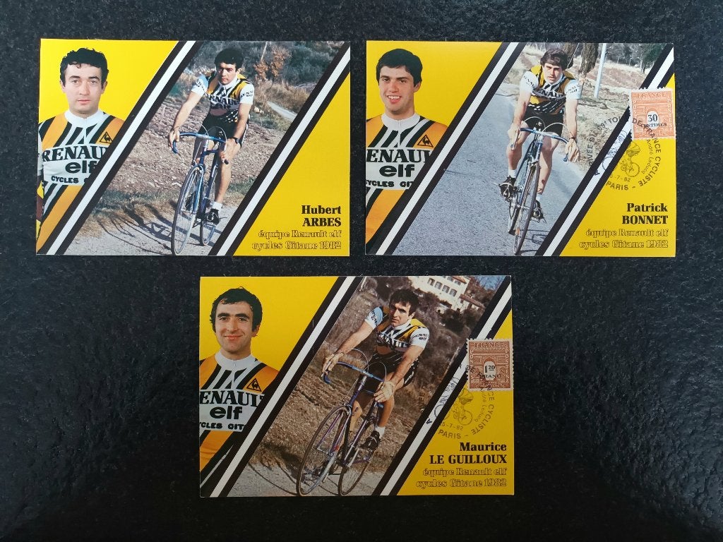Cartes postales - Équipe cycliste Renault-Elf-Gitane 1982, Envoi, Comme neuf