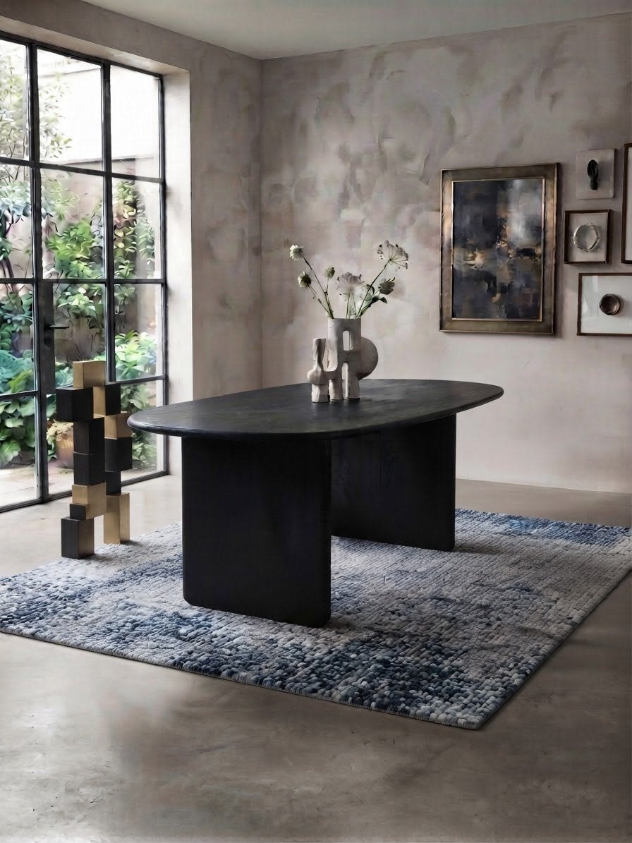 Design tafel/ 6 of 4 steolen, Ophalen of Verzenden, Zo goed als nieuw, Tapijt