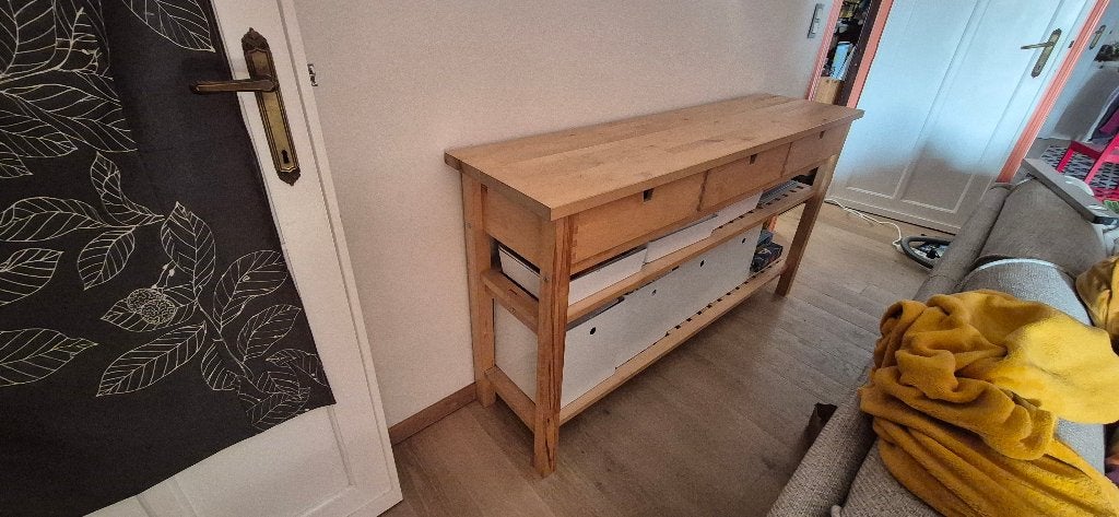Desserte Ikea Norden en bois massif, 25 à 50 cm, 150 à 200 cm, Enlèvement, Utilisé