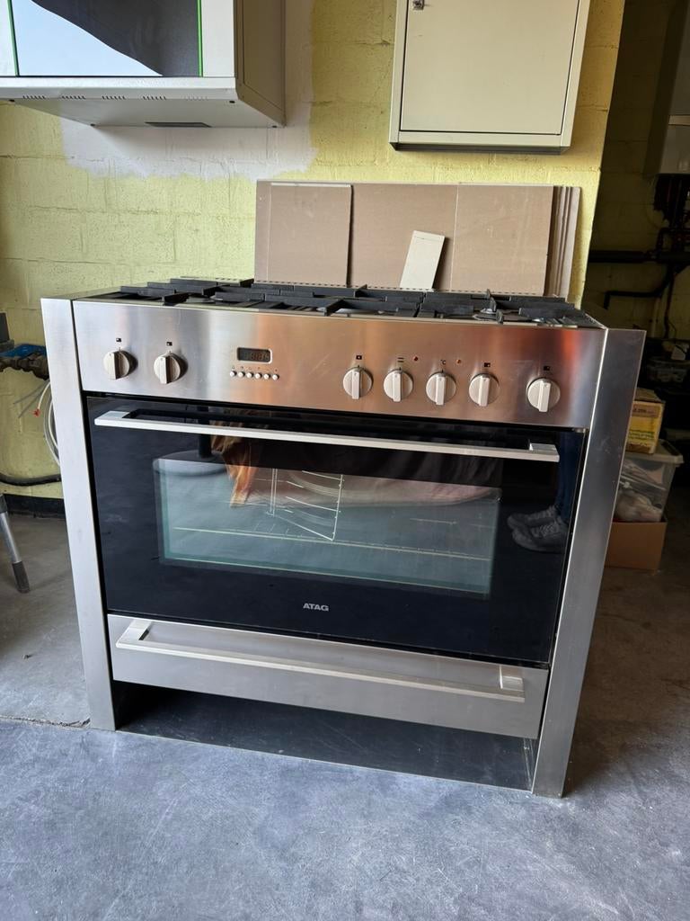 Gas-elektrofornuis + oven, Ophalen, Gebruikt, Vrijstaand, 60 cm of meer
