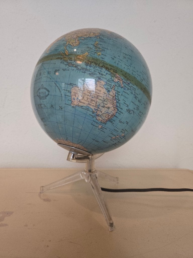 vintage wereldbol duplex columbus tafellamp 60- 70, Gebruikt, Kunststof, 20 cm, Overige typen