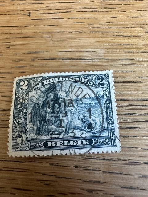 oude postzegel Belgie Belgique 2 Fr, Enlèvement ou Envoi, Affranchi, Oblitéré, Autre
