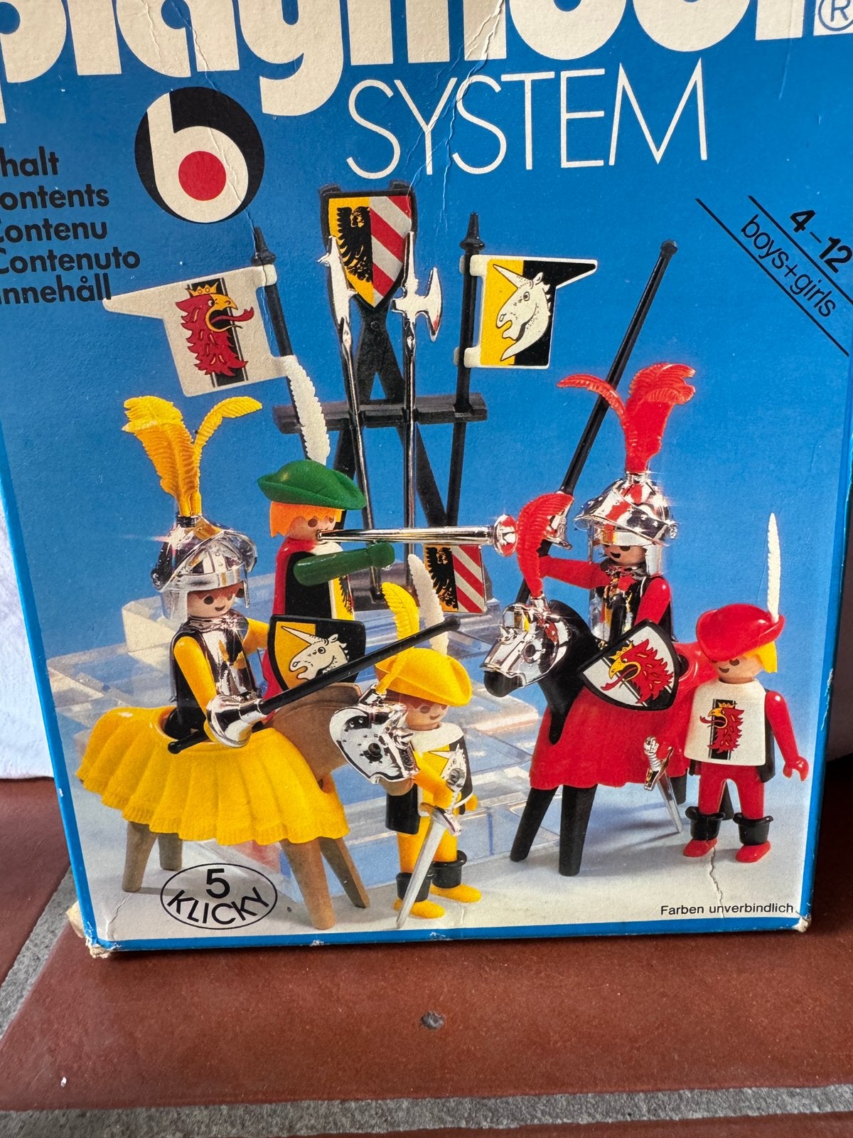 Playmobil System 3411 – Toernooiridders + Doos (1977), Ophalen, Gebruikt, Complete set, Figuren