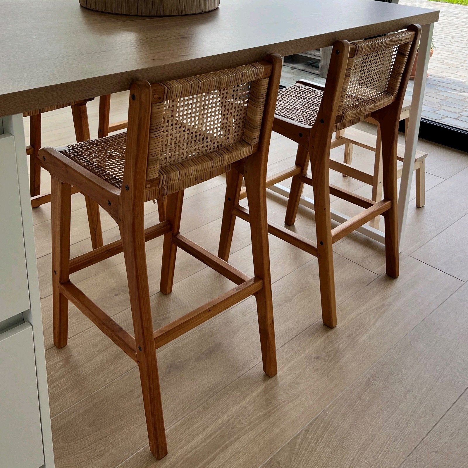 Houten stoelen/krukken rotan, Huis en Inrichting, Ophalen, Zo goed als nieuw, Hout