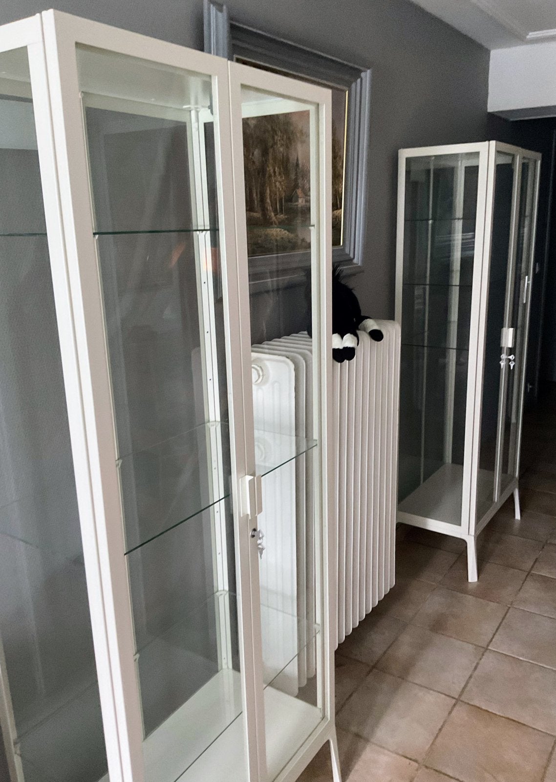 Te koop vitrinekasten, Huis en Inrichting, Kasten | Vitrinekasten, Ophalen, 50 tot 100 cm, Zo goed als nieuw, Glas