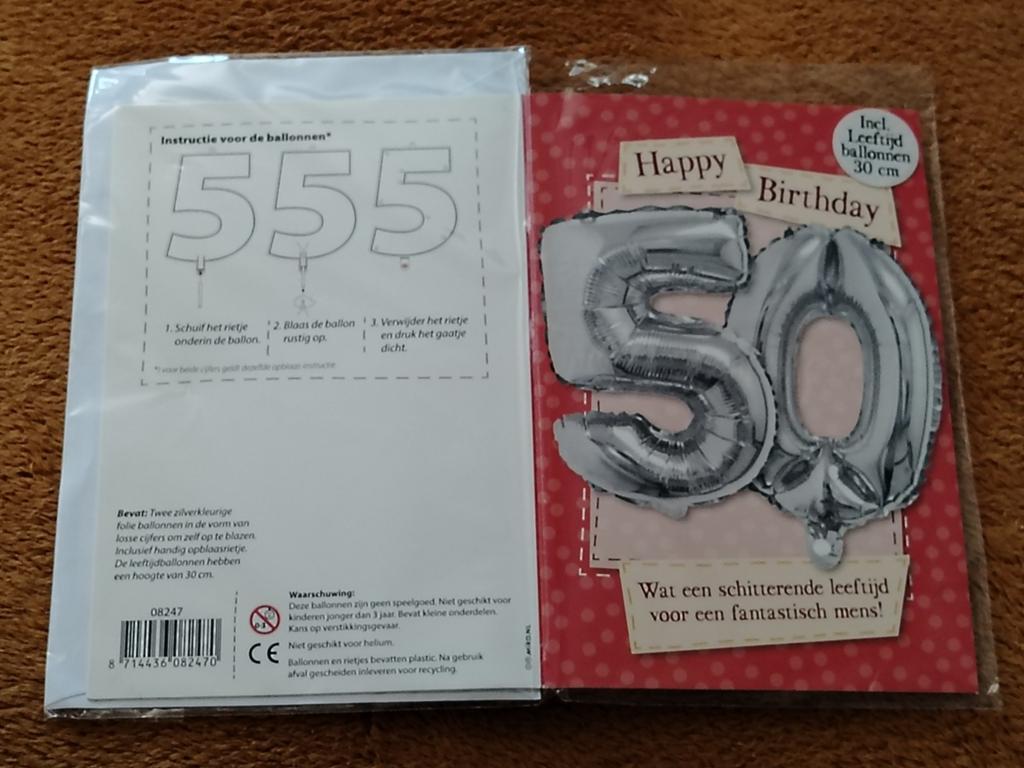 CARTE D ANNIVERSAIRE 50 ANS + BALLON, Enlèvement ou Envoi, Neuf