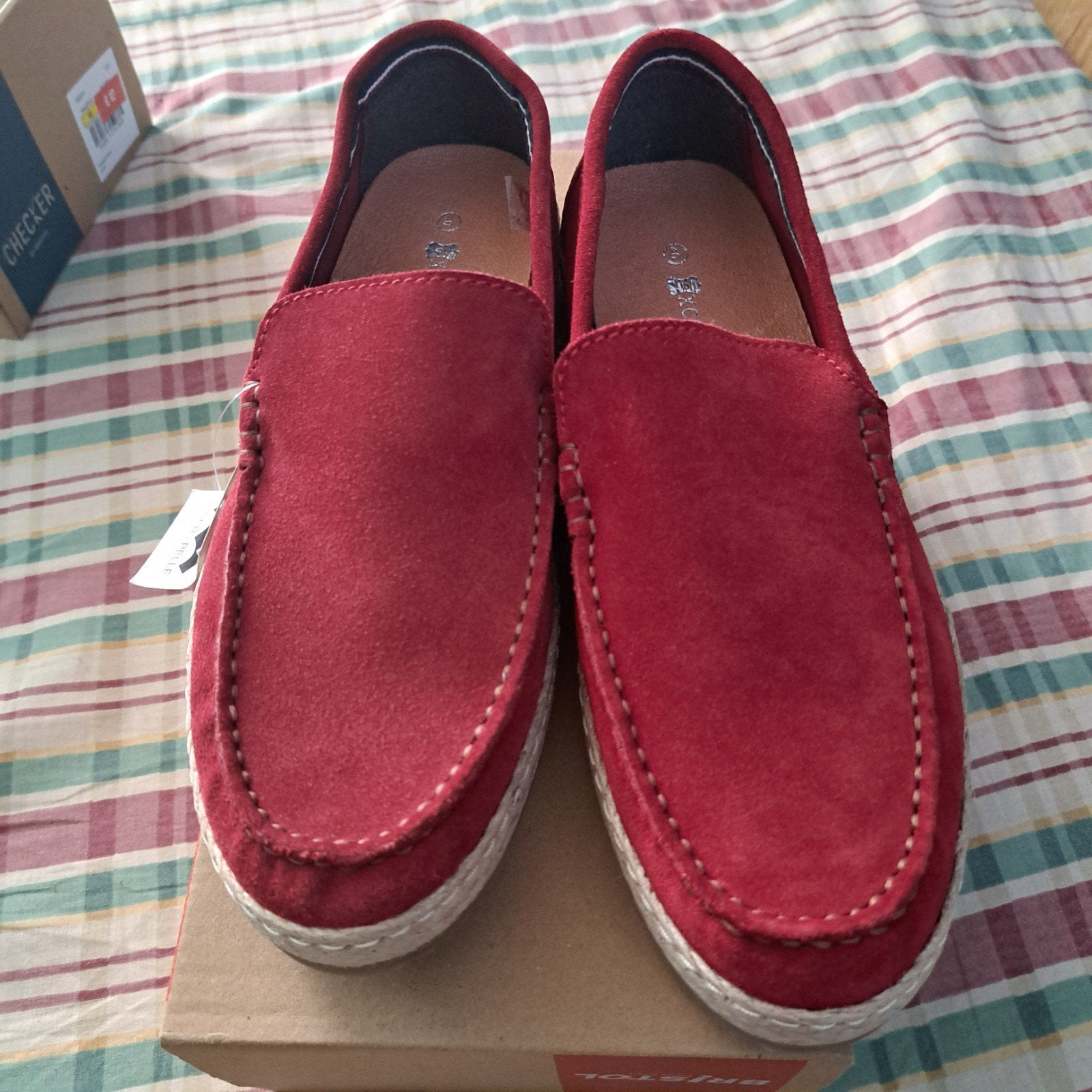​Nieuwe Rode Suède Espadrilles / Instappers - Merk Excellent, Vêtements | Hommes, Enlèvement, Neuf, Bleu