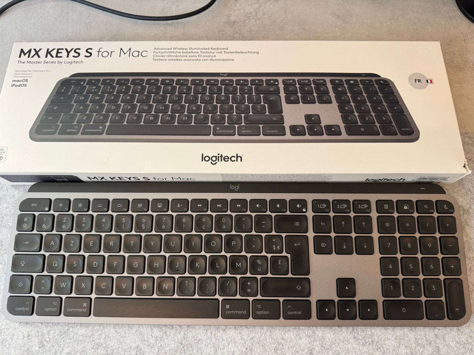 Logitech MX Keys S for Mac Azerty Zwart, Computers en Software, Toetsenborden, Ophalen of Verzenden, Azerty, Zo goed als nieuw