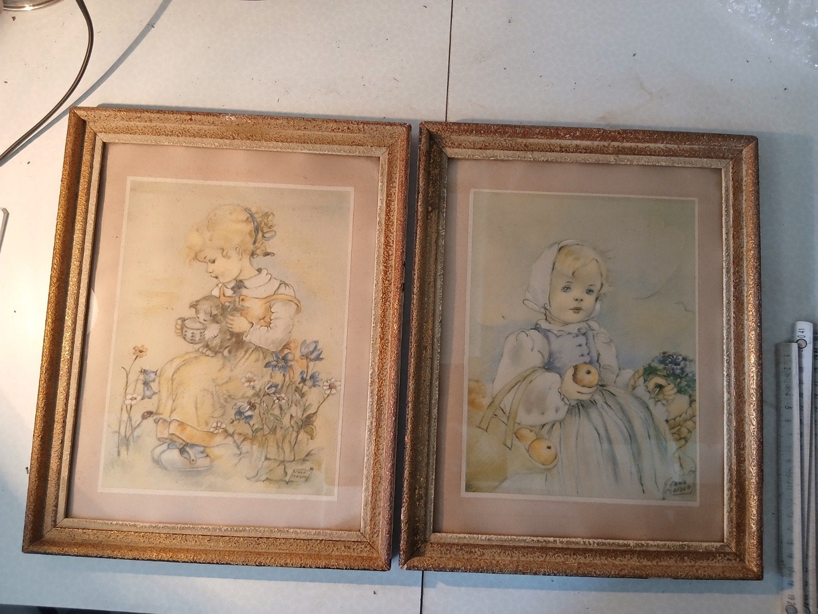 2 litho's van kinderen door Erna Maison, Enlèvement ou Envoi