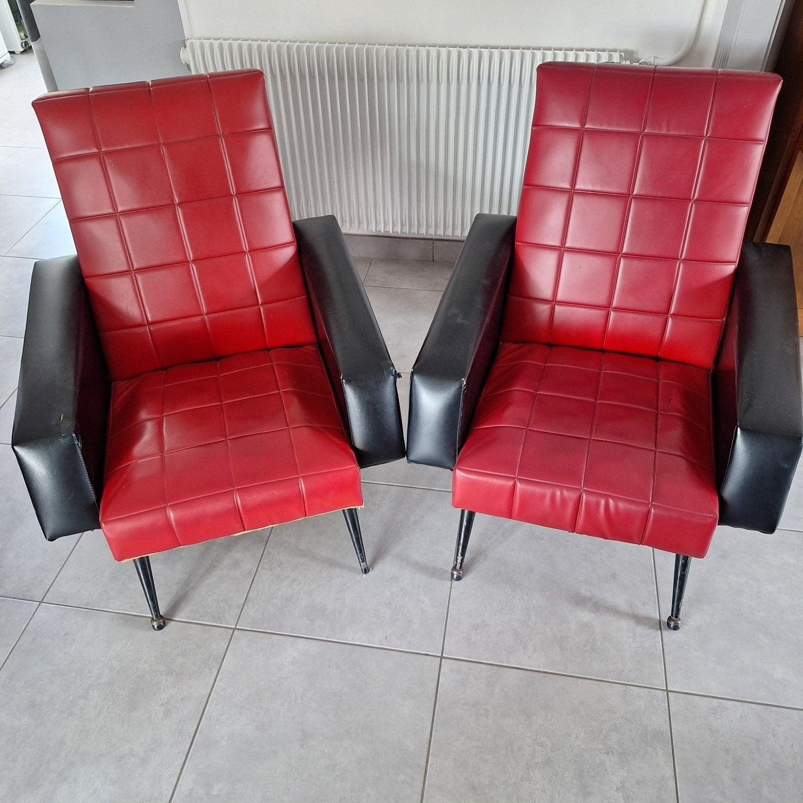 2 fauteuils vintage, Enlèvement, Cuir