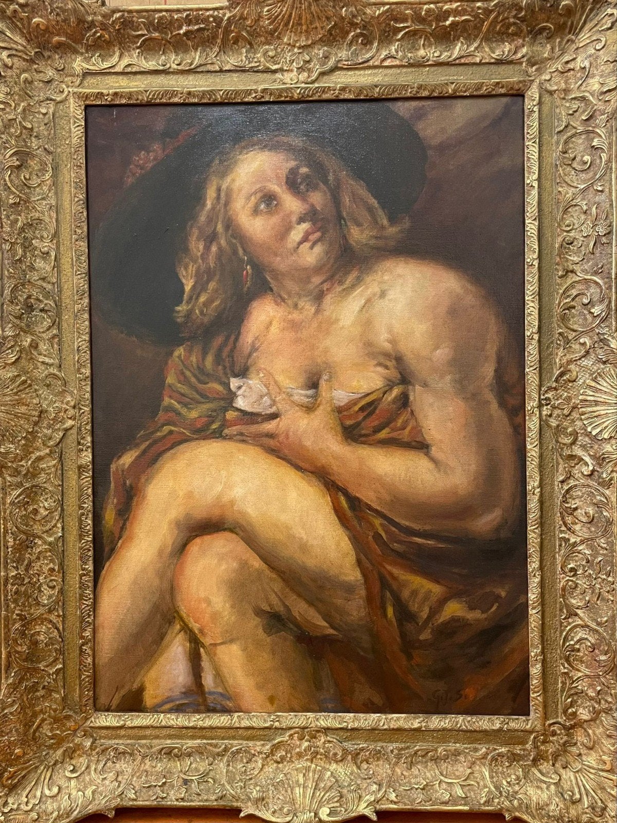 GIGANTISCH ANTIEK OLIEVERFSCHILDERIJ. Naaktportret vrouw, Antiquités & Art, Art | Peinture | Classique, Enlèvement