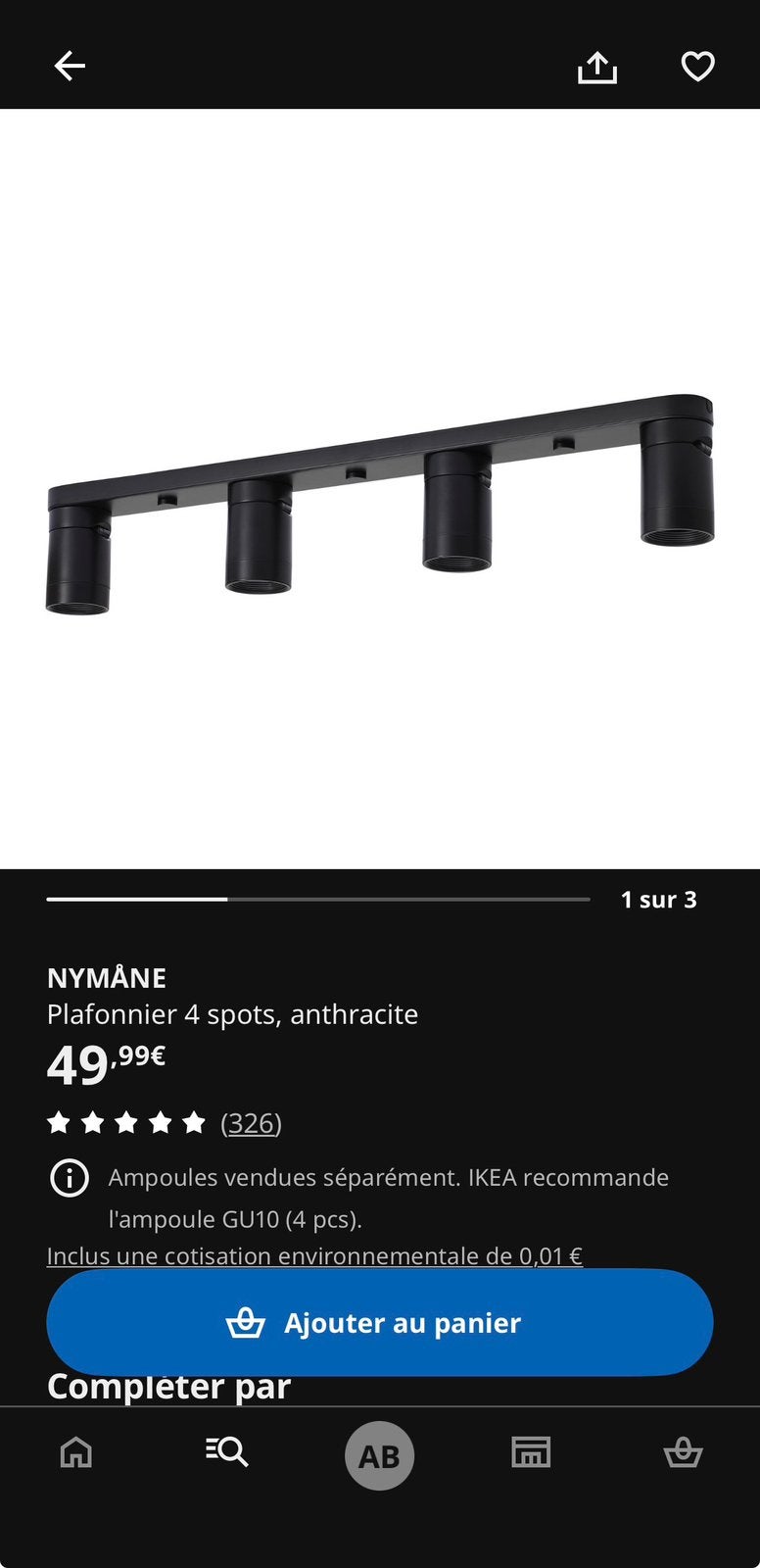 Lampe plafonnier Ikea, Enlèvement, Comme neuf