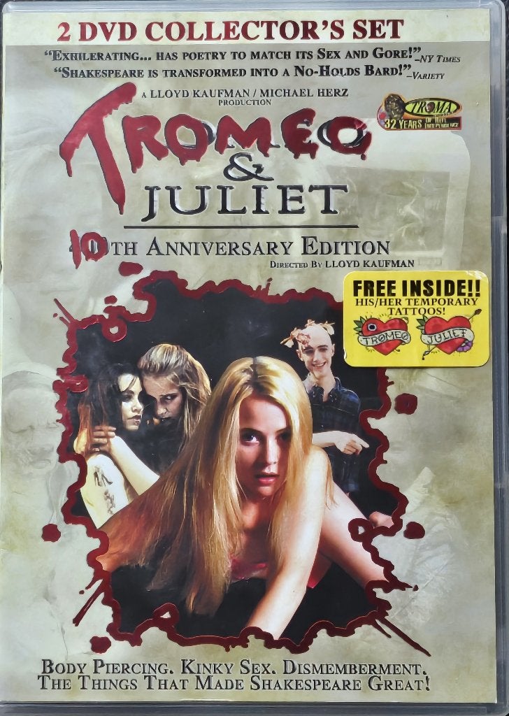 Tromeo & Juliet (1996) 2Dvd Collector's Anniversray Edition, Cd's en Dvd's, Dvd's | Horror, Ophalen of Verzenden, Zo goed als nieuw