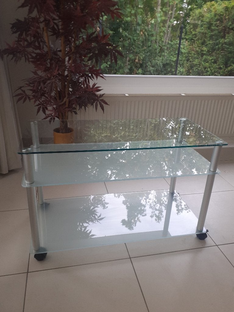 Glazen tafeltje, 75 cm of meer, Rechthoekig, Ophalen, 45 tot 60 cm