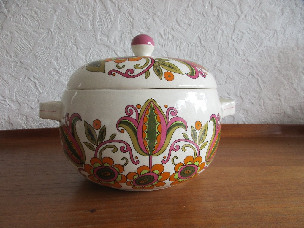 Boch Bali  decoratieve flowerpower dekselschaal Vintage, Enlèvement