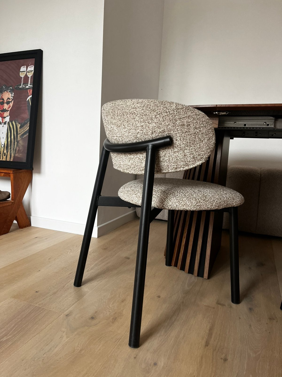 4 chaises de table à manger PIENZA CASA — écru/gris, Maison & Meubles, Enlèvement, Comme neuf, Gris