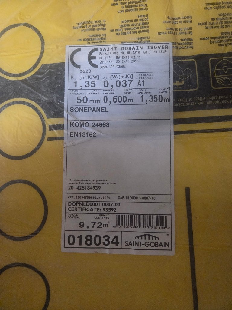 Isover sonopanel 50 mm, Overige materialen, 4 tot 8 cm, Nieuw, Ophalen of Verzenden